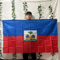 TIKI FLAG Haiti Flag 3x5fts  90x150cm polyester Ayiti Ht Haiti National hanging Flag for decoration
