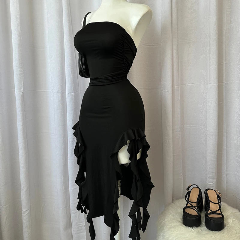 Mini Robe Fleurie Sans Bretelles Fente Haute Dos Nu — Soirée Femme