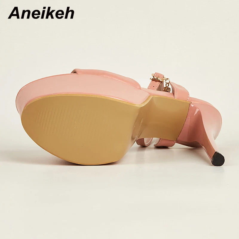 Sandales Cristal Plateforme Aneikeh — Talon Ultra-Fin, Bout Ouvert, Nightclub