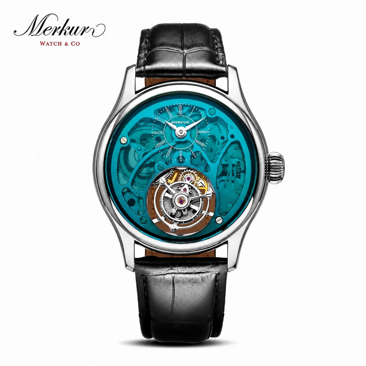 Merkur 100% Tourbillon Watch Transparency Skeleton Men's Sapphire Watch For Men Mechanical Wristwatches Reloj Hombre 42mm