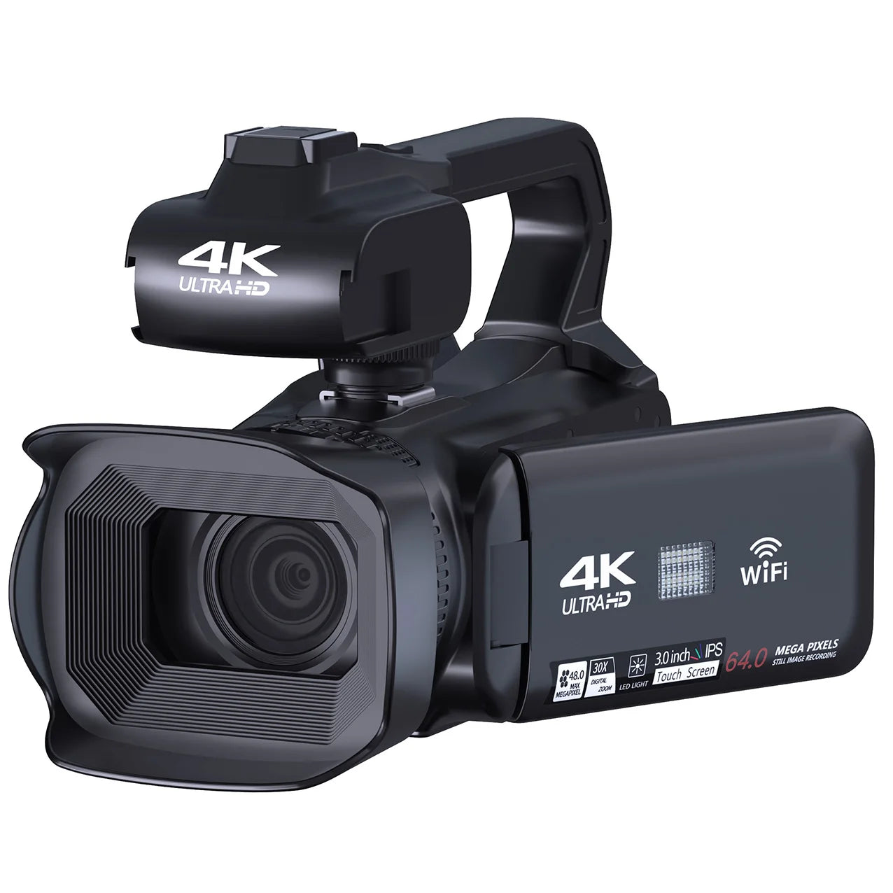 WIFI Camcorder 4K Video Camera 64MP 60FPS HD Auto Focus Vlogging 4.0" Touch Screen 18X Zoom for Live Streaming