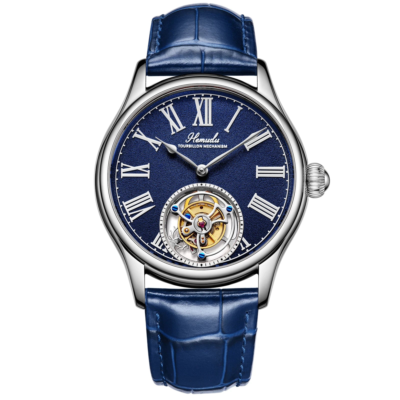 HEMUDU New Original Tourbillon Watch for Men Mechanical Movement Wrist Watches Sapphire Waterproof Mens Roman Scale Dial Classic