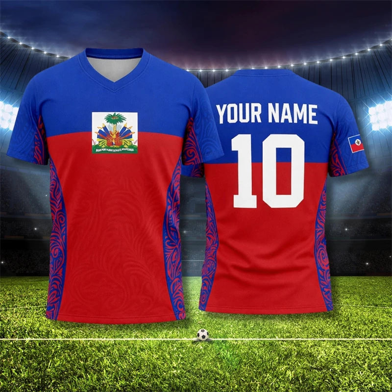 2026 Haiti Football T-shirt For Men Clothes Haitian Flag Logo Print Quick Dry Sport T Shirt Summer Outdoor Custom Name Tee Top