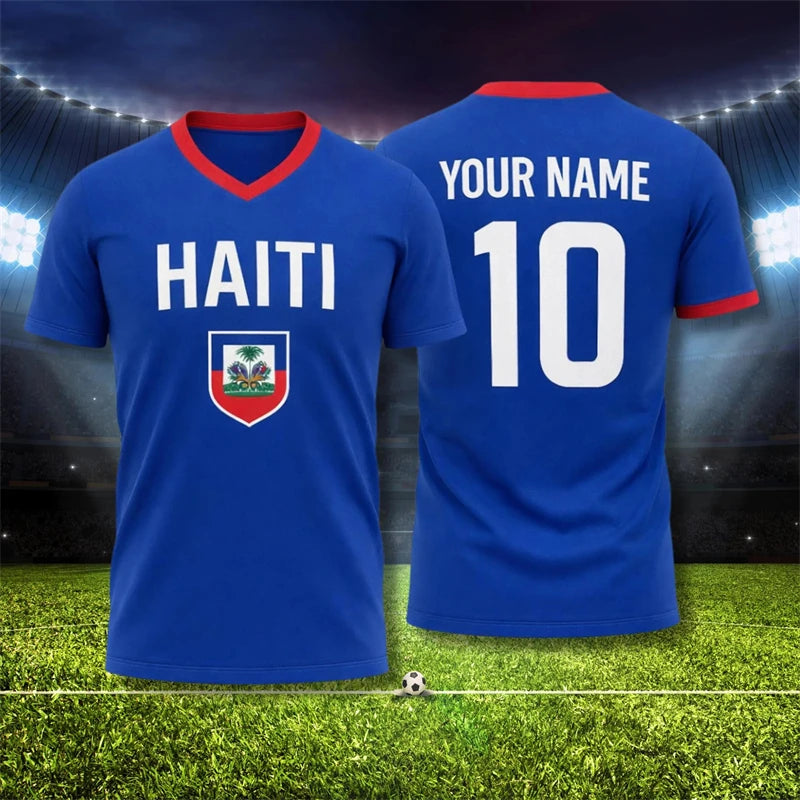 2026 Haiti Football T-shirt For Men Clothes Haitian Flag Logo Print Quick Dry Sport T Shirt Summer Outdoor Custom Name Tee Top