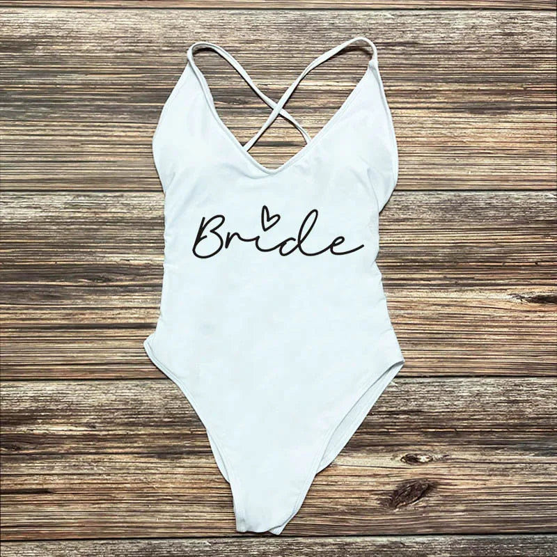 Maillot Une Pièce Team Bride Imprimé Or — EVJF Plage Femme