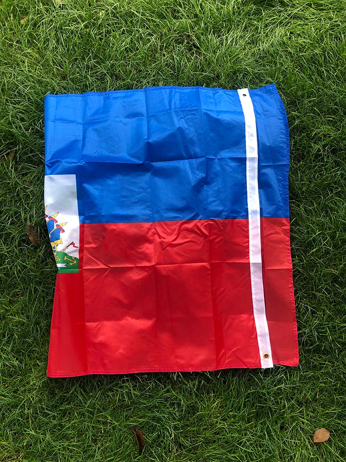 TIKI FLAG Haiti Flag 3x5fts  90x150cm polyester Ayiti Ht Haiti National hanging Flag for decoration