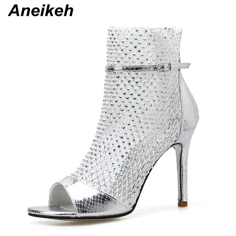 Sandales Glitter Gladiateur Aneikeh — Mesh, Peep Toe, Zipper, Soirée