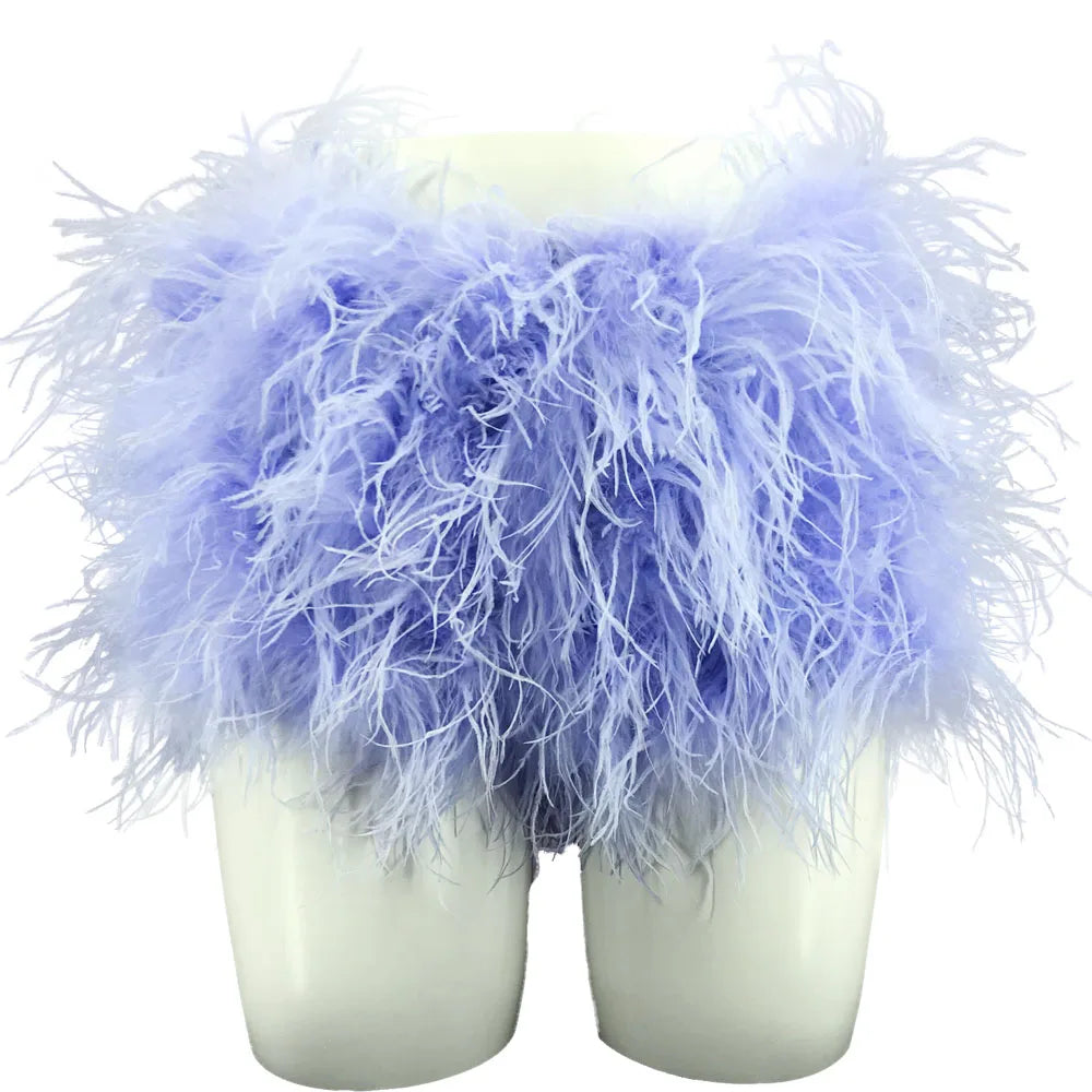 Short Fourrure Autruche Femme — Club Festival Sexy Fluffy