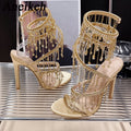 Sandales Soie Strass Aneikeh — Bride Cheville, Talon Haut, Mariage & Soirée