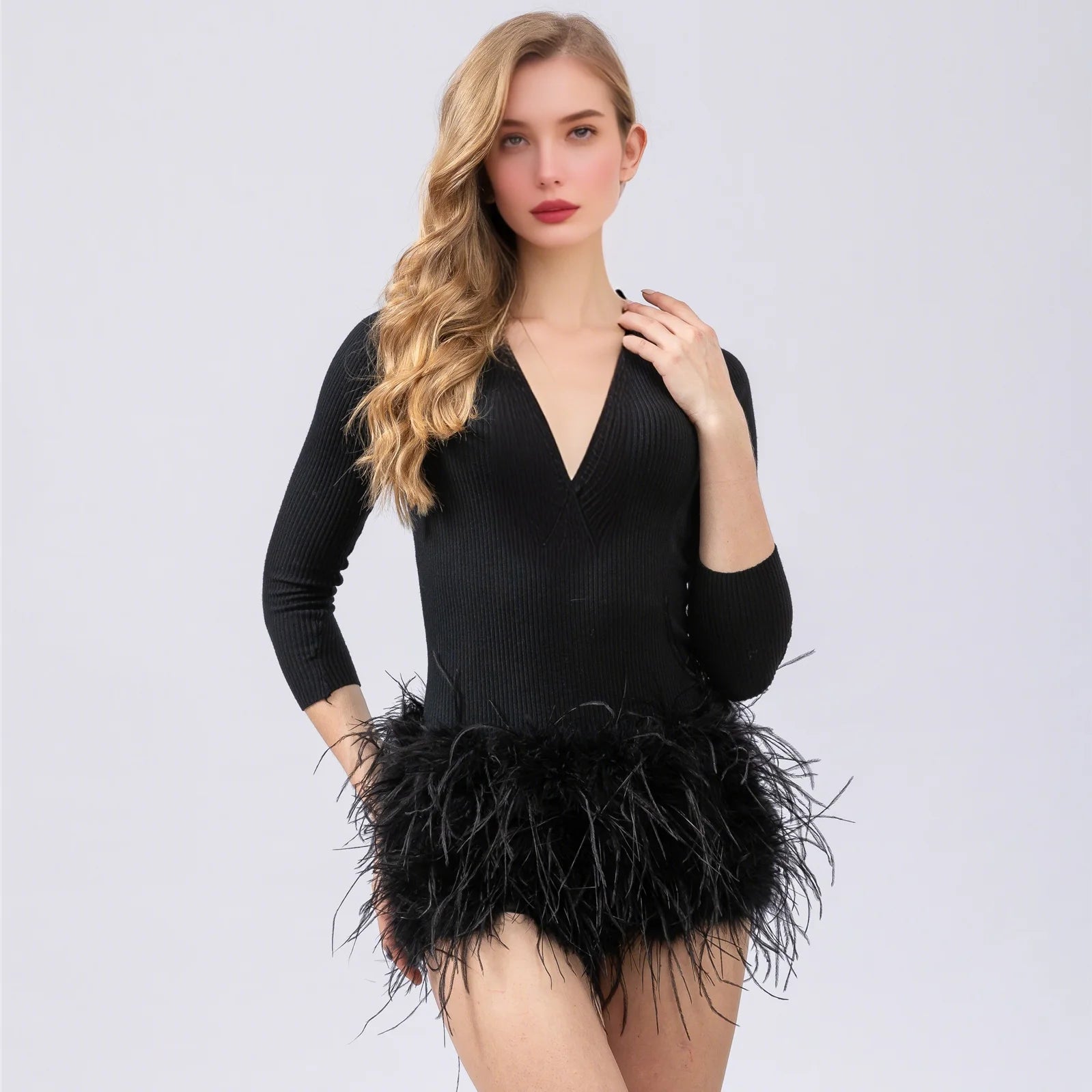 Short Fourrure Autruche Femme — Club Festival Sexy Fluffy