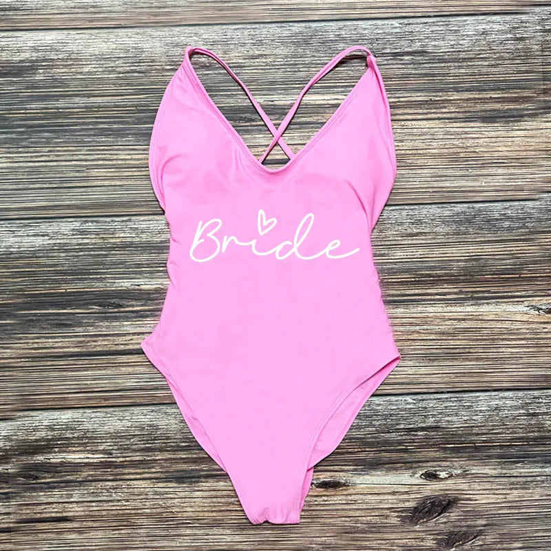 Maillot Une Pièce Team Bride Imprimé Or — EVJF Plage Femme