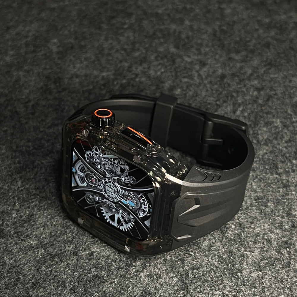 Crystal Modify Case+Watchband for iWatch Series10 46mm 42mm Ultra 2 49mm 45mm RICHARD Mile Style Silicoen Strap Modification Ki