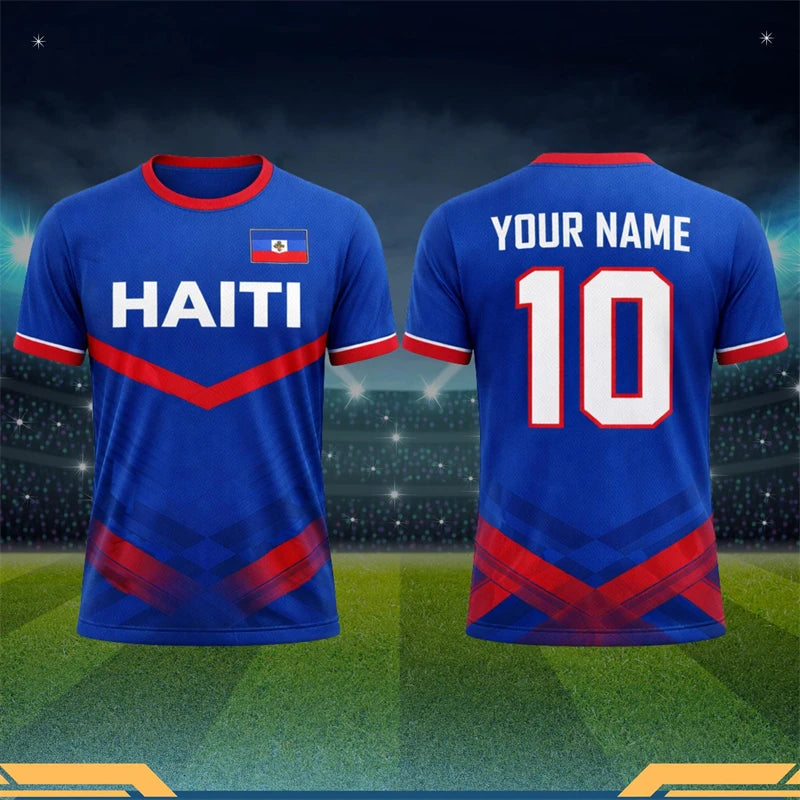 2026 Haiti Football T-shirt For Men Clothes Haitian Flag Logo Print Quick Dry Sport T Shirt Summer Outdoor Custom Name Tee Top