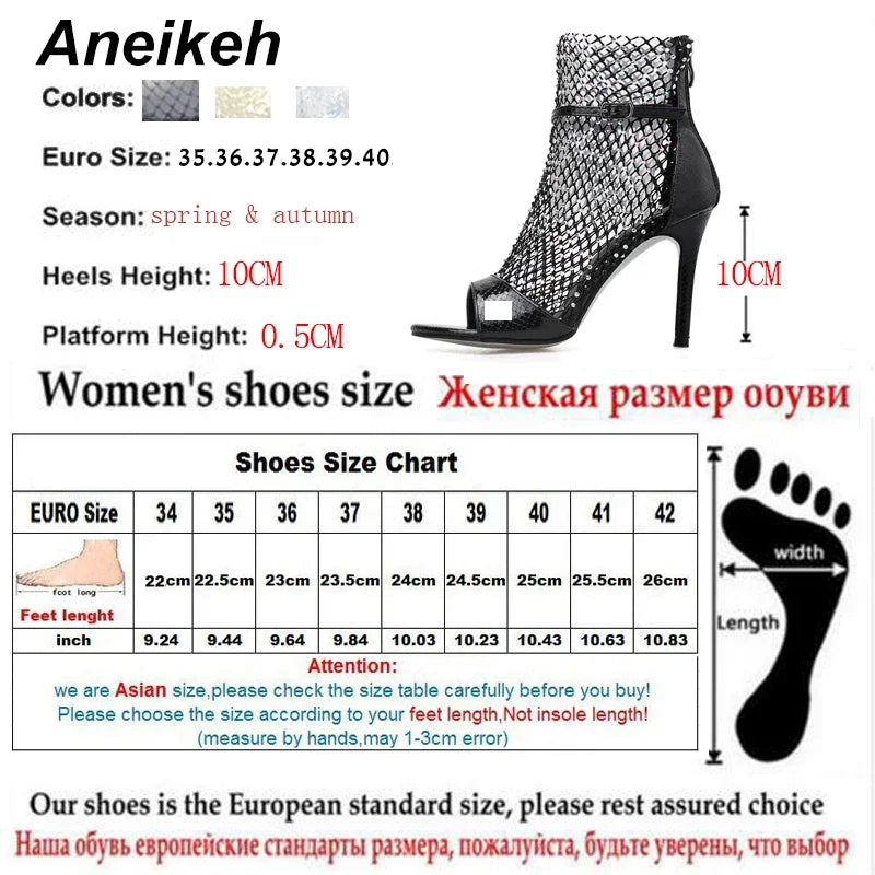 Sandales Glitter Gladiateur Aneikeh — Mesh, Peep Toe, Zipper, Soirée