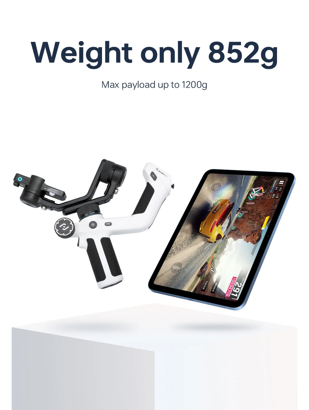 FeiyuTech SCORP Mini 2 for Mirrorless Camera Action Camre Smartphone, 3 Axis Stabilizer for Sony/GoPro/iPhone, AI Tracking