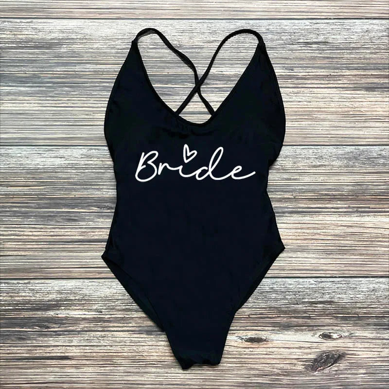 Maillot Une Pièce Team Bride Imprimé Or — EVJF Plage Femme
