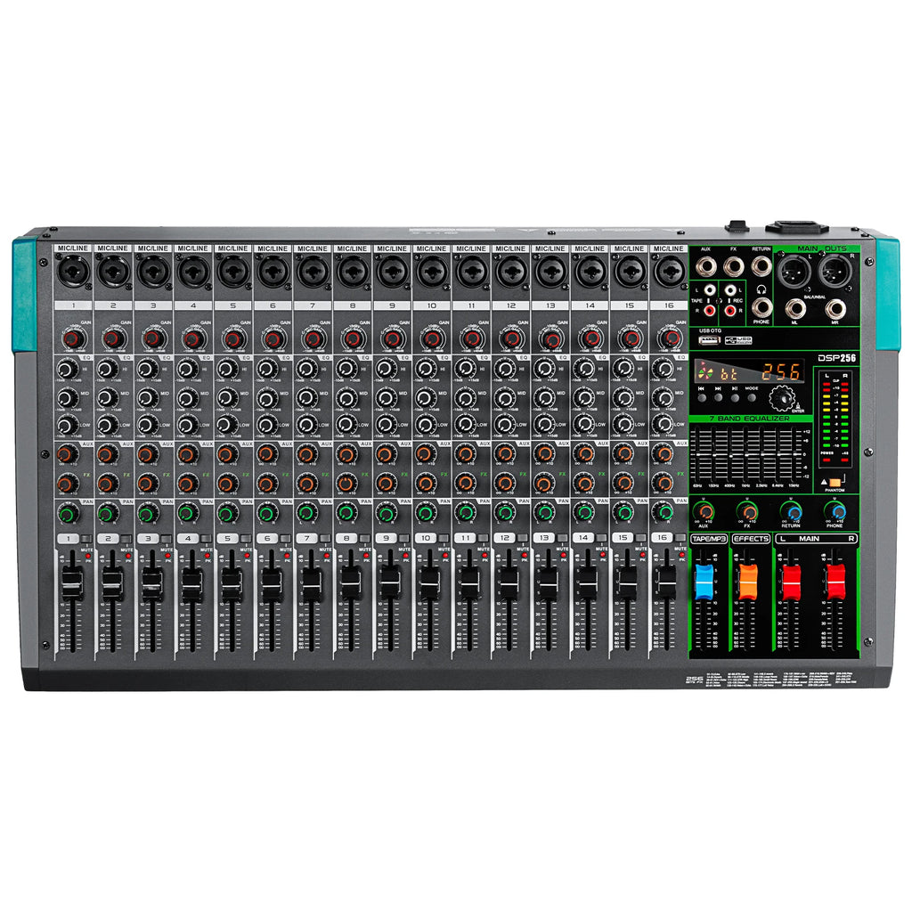 16 Channels Audio Sound Mixer Depusheng MG16 Mixing DJ Console USB with 48V Phantom Power 256 DSP Effects Sound Table for stage