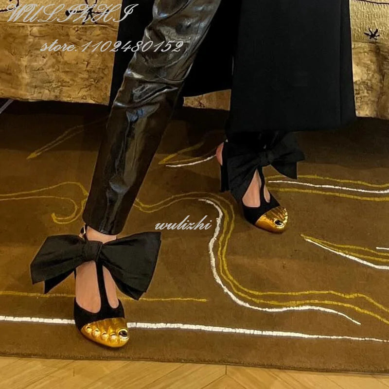Sandales Stiletto Or 5 Orteils Nœud Bride Cheville — Soirée Femme
