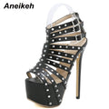 Sandales Gladiateur Aneikeh 17.5cm — Rivets, Plateforme, Talon Fin