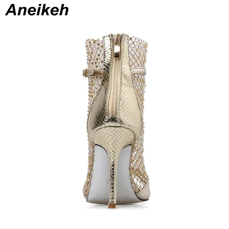 Sandales Glitter Gladiateur Aneikeh — Mesh, Peep Toe, Zipper, Soirée