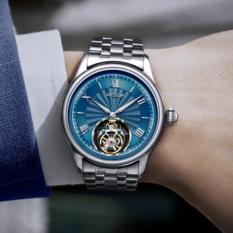 AESOP Flying Tourbillon Watch For Men Skeleton Tourbillon Movement Mechanical Mens Watches Sapphire Mirror Official Store 2024