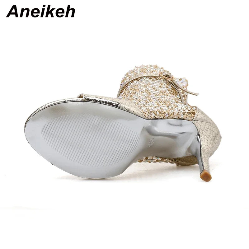 Sandales Glitter Gladiateur Aneikeh — Mesh, Peep Toe, Zipper, Soirée