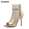 Sandales Glitter Gladiateur Aneikeh — Mesh, Peep Toe, Zipper, Soirée
