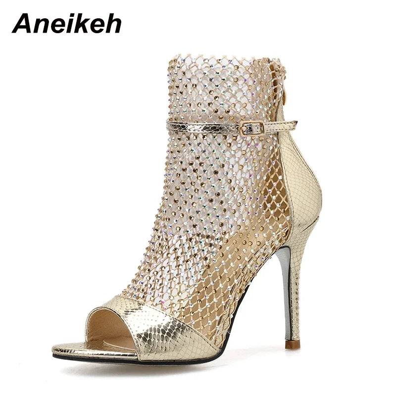 Sandales Glitter Gladiateur Aneikeh — Mesh, Peep Toe, Zipper, Soirée