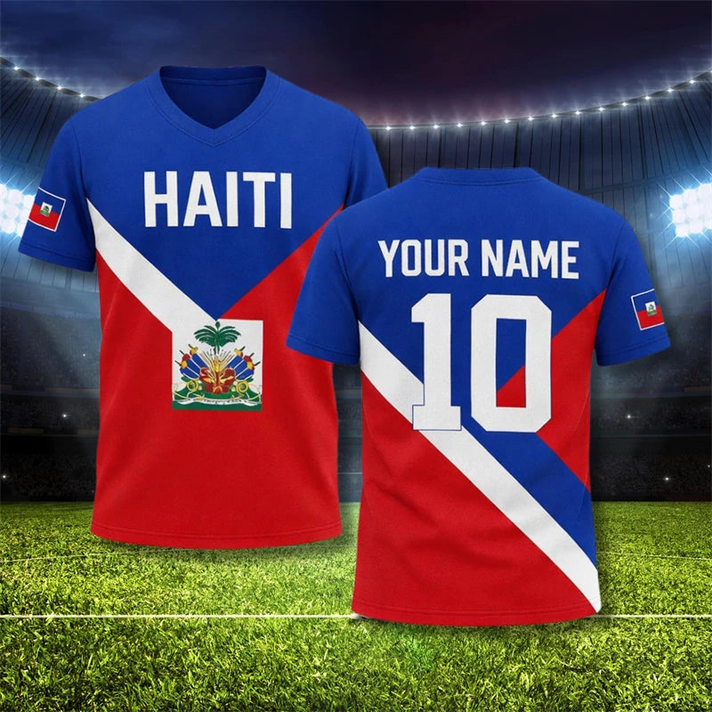 2026 Haiti Football T-shirt For Men Clothes Haitian Flag Logo Print Quick Dry Sport T Shirt Summer Outdoor Custom Name Tee Top
