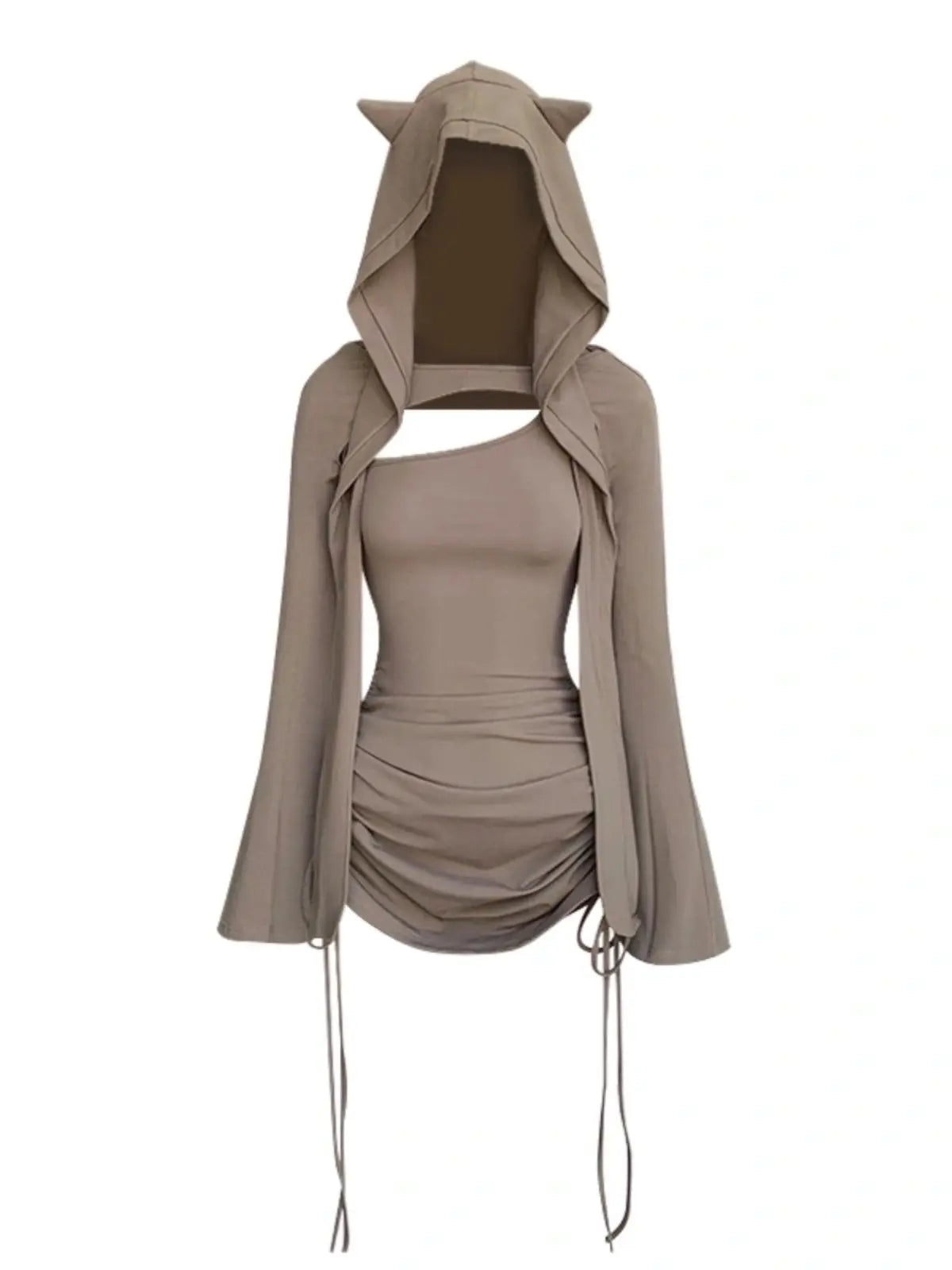Ensemble Y2K Sexy — Jupe Plissée Capuche, Taille Slim, Streetwear Femme