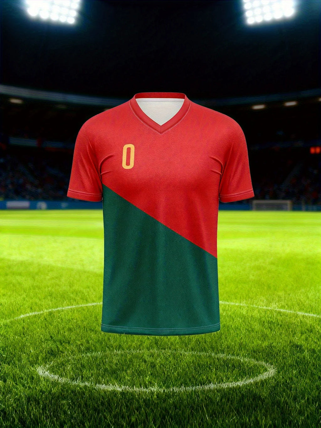 Football Jerseys Featuring a Portugal Theme in Red And Green, Designed for National Style Sportswear. Suitable for Team Matches