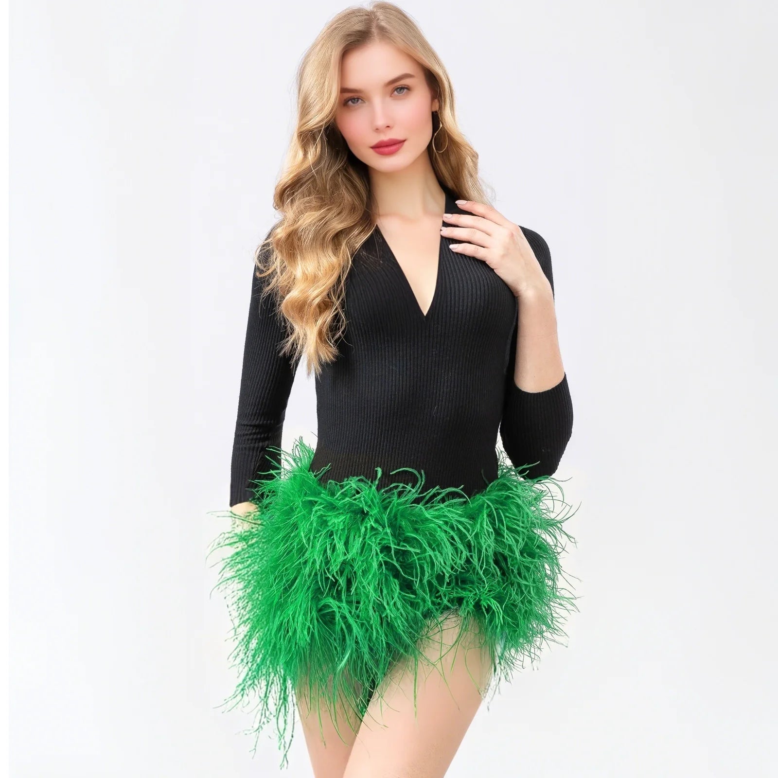 Short Fourrure Autruche Femme — Club Festival Sexy Fluffy