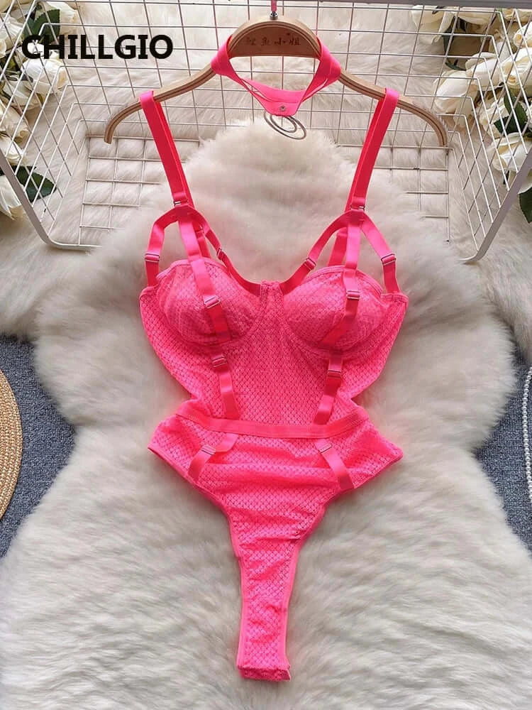 Bodysuit Dentelle Sangles Catsuit Une Pièce — Lingerie Femme
