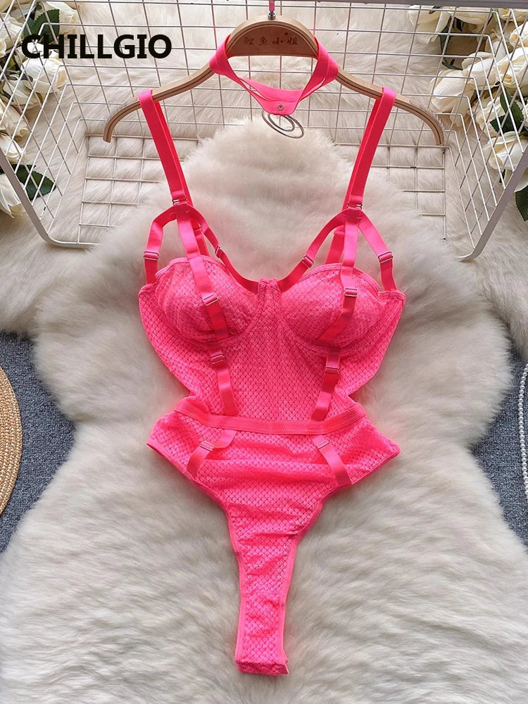 Bodysuit Dentelle Sangles Catsuit Une Pièce — Lingerie Femme