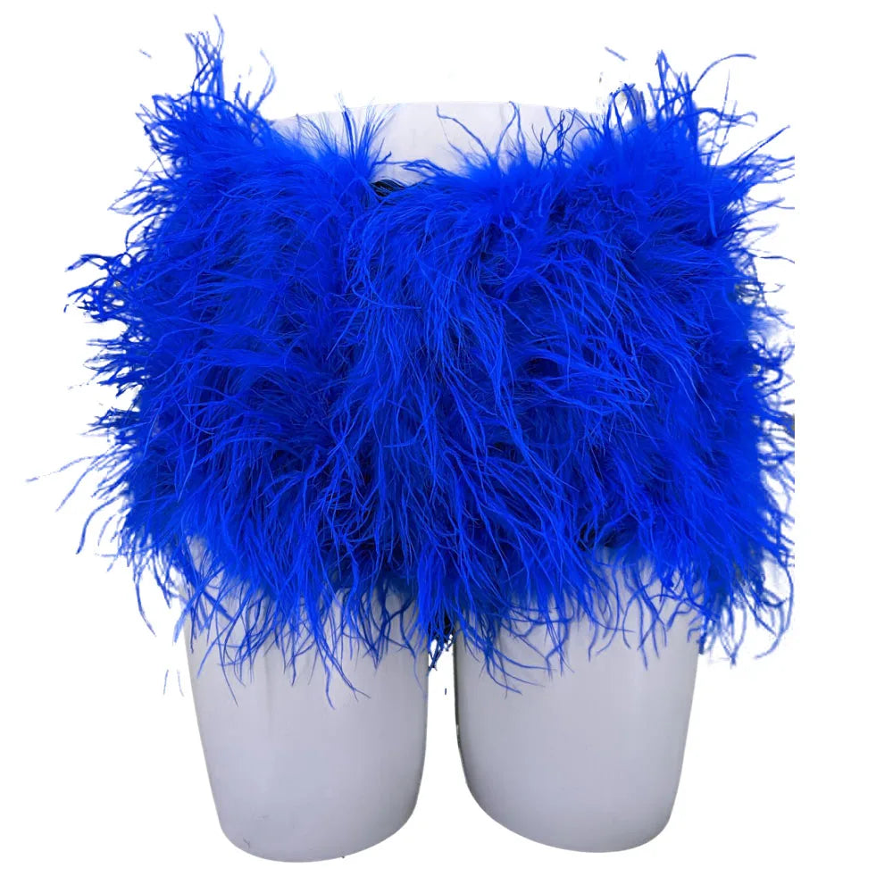 Short Fourrure Autruche Femme — Club Festival Sexy Fluffy