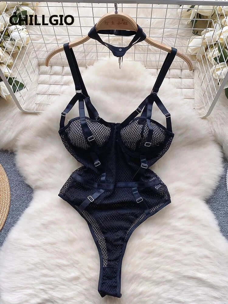 Bodysuit Dentelle Sangles Catsuit Une Pièce — Lingerie Femme