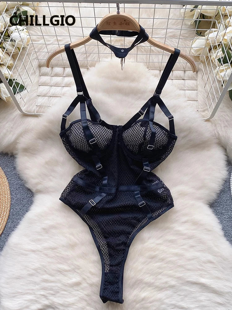 Bodysuit Dentelle Sangles Catsuit Une Pièce — Lingerie Femme