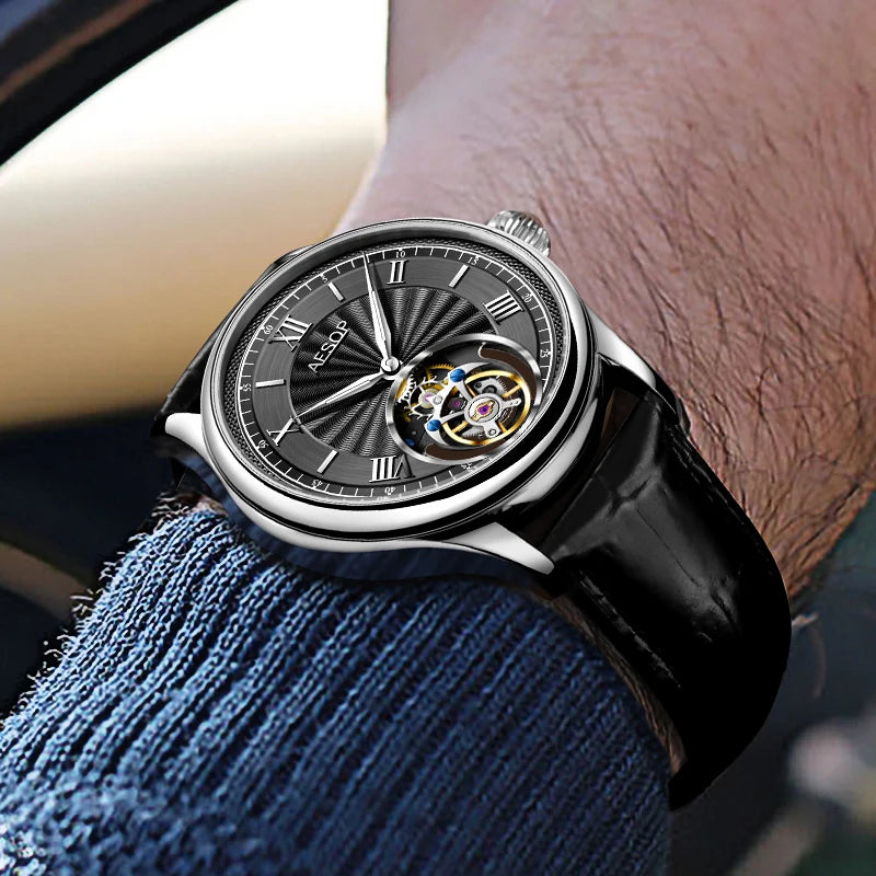 AESOP Flying Tourbillon Watch For Men Skeleton Tourbillon Movement Mechanical Mens Watches Sapphire Mirror Official Store 2024