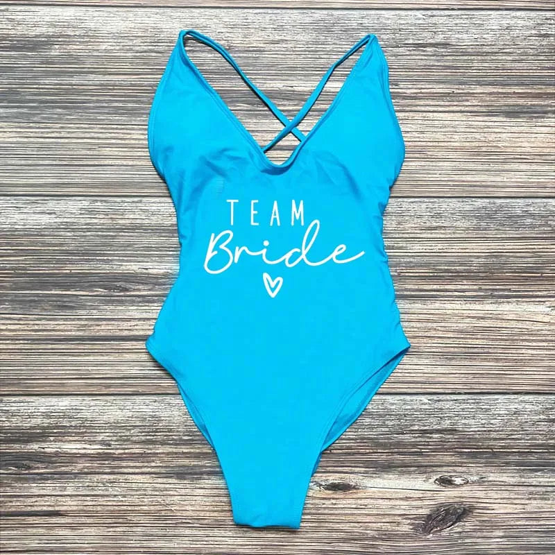 Maillot Une Pièce Team Bride Imprimé Or — EVJF Plage Femme