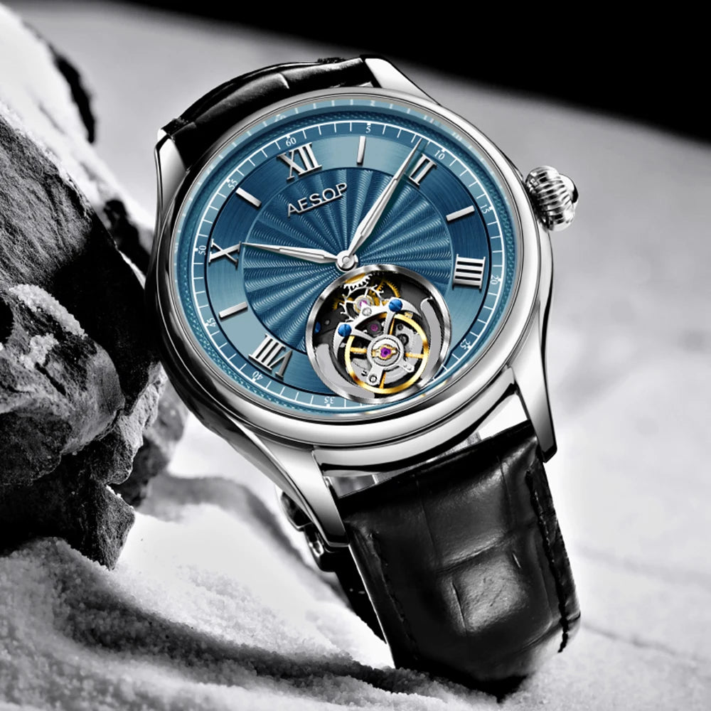 AESOP Flying Tourbillon Watch For Men Skeleton Tourbillon Movement Mechanical Mens Watches Sapphire Mirror Official Store 2024