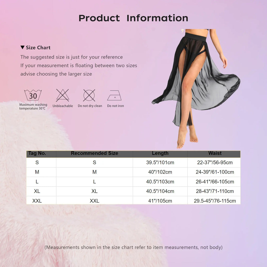 Jupe Longue Mousseline Transparente Fente Haute — Cover Up Femme