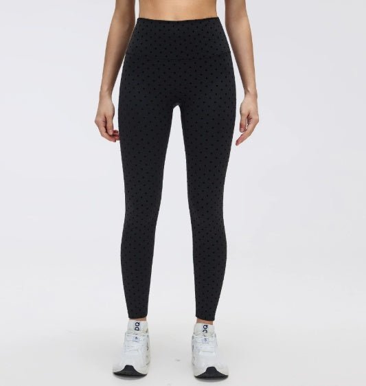 Black Polka - Dot Yoga Leggings And Stand - Up Collar Jacket A Slimming, Figure - Hugging Sportswear Set - SUKSU - selling