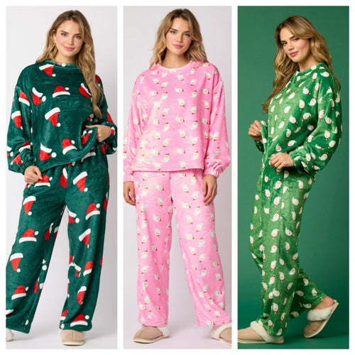 Casual Flannel Pajama Sets For Women 2 Piece Cute Long Sleeve Matching Lounge Shirts Sets Santa Claus Pajamas Homewear - SUKSU - selling