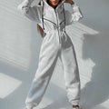 Casual Women Basic Hoodie Two Piece Sets Zipper Drawstring - SUKSU - selling