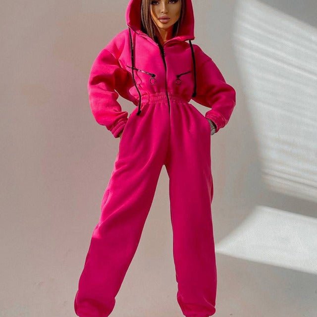 Casual Women Basic Hoodie Two Piece Sets Zipper Drawstring - SUKSU - selling