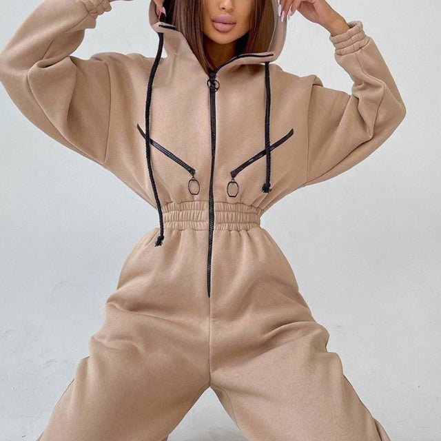 Casual Women Basic Hoodie Two Piece Sets Zipper Drawstring - SUKSU - selling