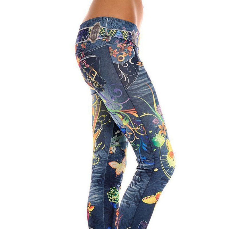 Denim Printed Leggings - SUKSU - selling