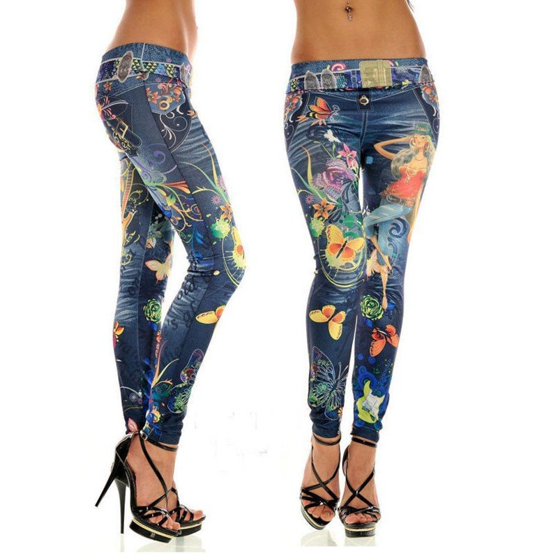 Denim Printed Leggings - SUKSU - selling