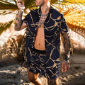 Floral Shirt Beach Two Piece Suit New Fashion Men Sets - SUKSU - selling