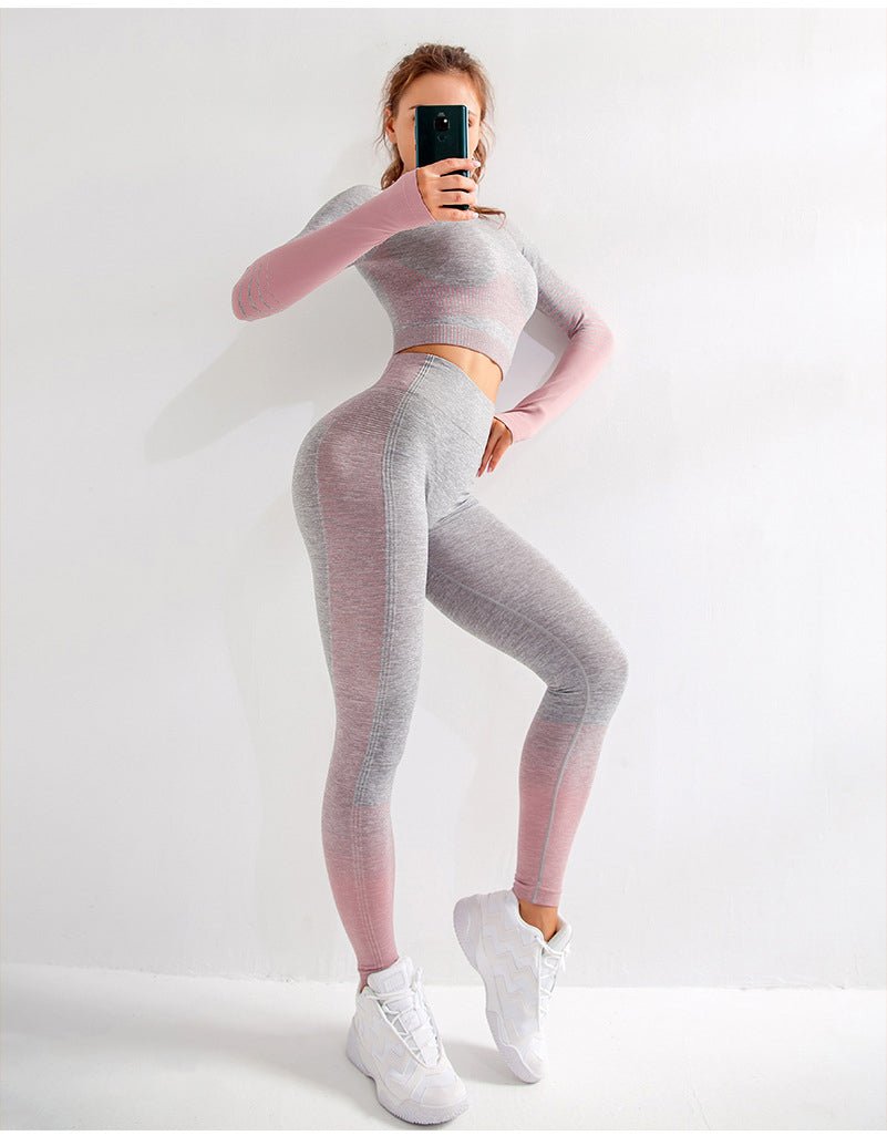 LANTECH Women Yoga Sets Gym Fitness Athletic 2 Pcs Sports Suits Set Pants Leggings Sportswear Leggings Seamless Sports Shirts - SUKSU - selling
